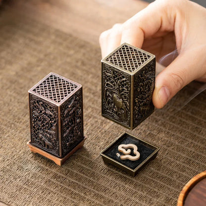 Square Vertical Incense Burner Small Alloy Incense Holder For Indoor Aromatherapy  Home Decor 2