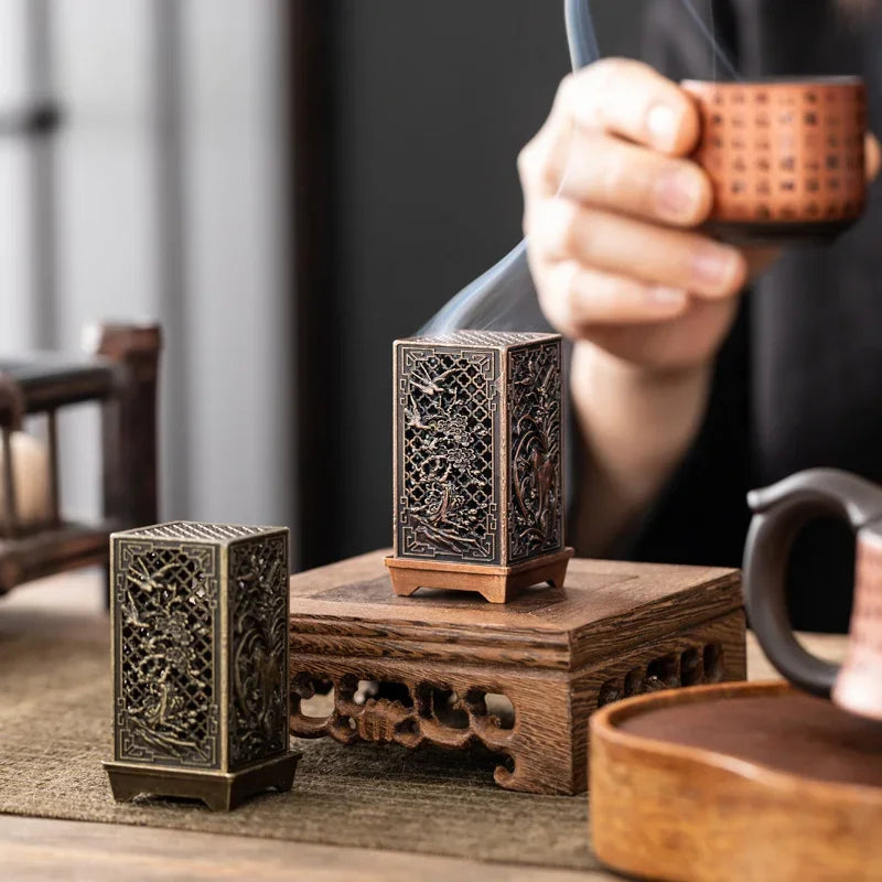 Square Vertical Incense Burner Small Alloy Incense Holder For Indoor Aromatherapy  Home Decor 3