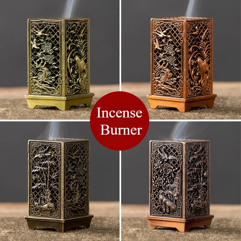 Square Vertical Incense Burner Small Alloy Incense Holder For Indoor Aromatherapy  Home Decor 4