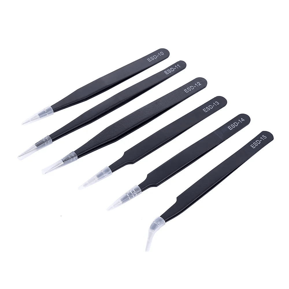AntiStatic ESD Stainless Steel Tweezers Set Industrial Precision Maintenance Tools For Electronics  3
