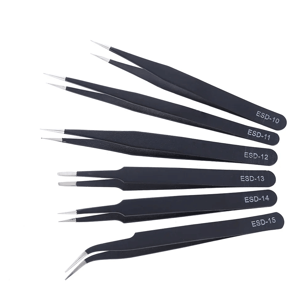 AntiStatic ESD Stainless Steel Tweezers Set Industrial Precision Maintenance Tools For Electronics  1