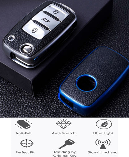 Leather TPU Car Key CaseFull Cover Protection For VW Volkswagen Polo Tiguan Passat Golf JettaLavida 5