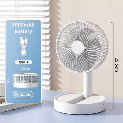 USB Foldable Fan with 4 Speeds and Timer, Battery Operated Mini Table Fan for Bedroom, Indoor and Outdoor Use