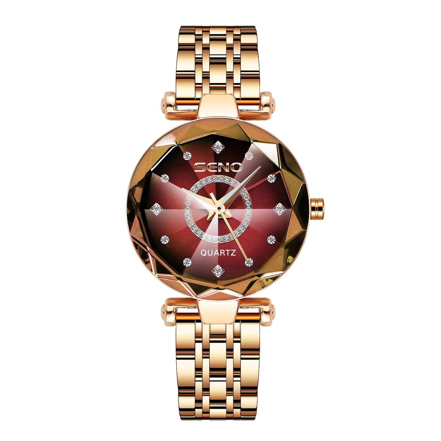 Ocean Star Womens Crystal Watch Luxury Rose Gold Bracelet Wrist Watch For Ladies 5