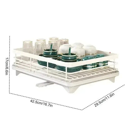 Adjustable Kitchen Plate Storage Box With Drainboard Over Sink Tableware Drying Rack Organizer 3