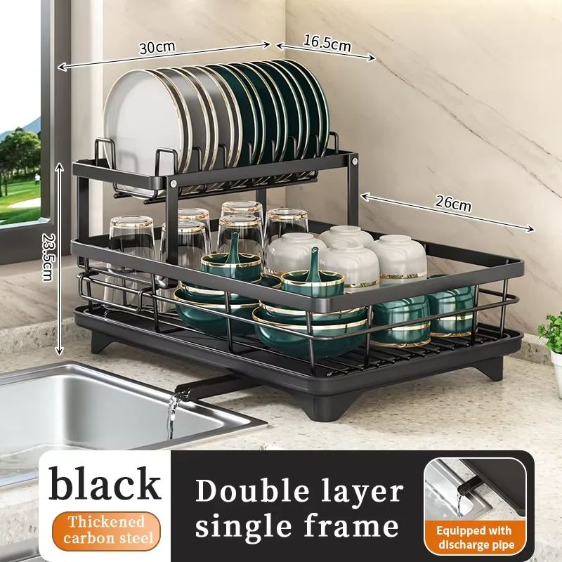 Adjustable Kitchen Plate Storage Box With Drainboard Over Sink Tableware Drying Rack Organizer 4