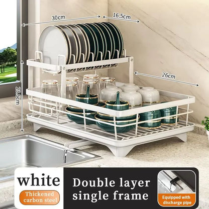 Adjustable Kitchen Plate Storage Box With Drainboard Over Sink Tableware Drying Rack Organizer 5