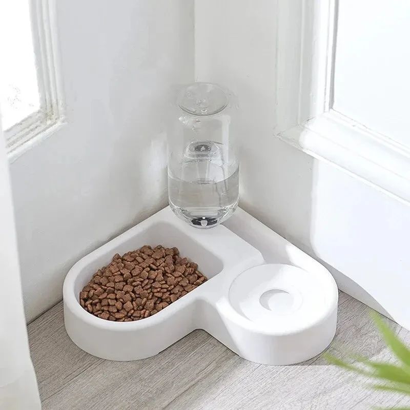 Automatic Drinking Love Pet Bowl, Dual-Use Cat Bowl Dog Basin with Water Dispenser, Moisture-Proof Feeder