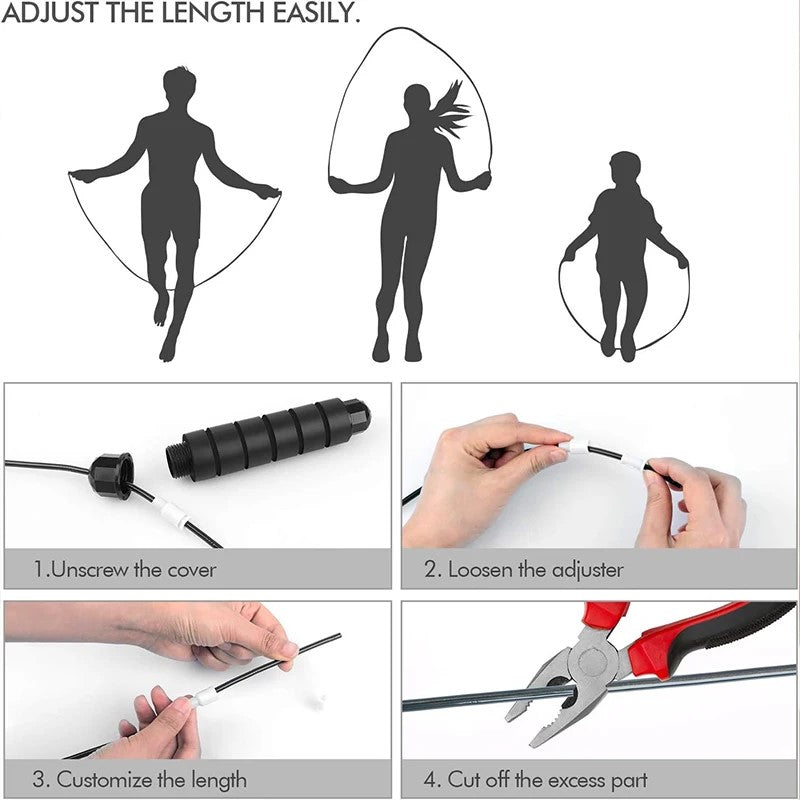 Ball Bearings Adjustable Tangle Free Speed Wire Jump Rope Workout  Slim Body Fitness Rope With Foam 3