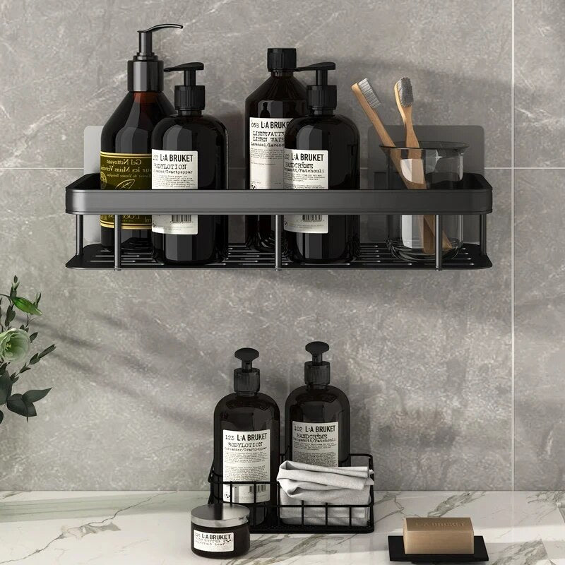 Bathroom Storage Organizer  Wall Mounted Shower Shelf For Shampoo Soap  Makeup  No Tools Needed Spa 1