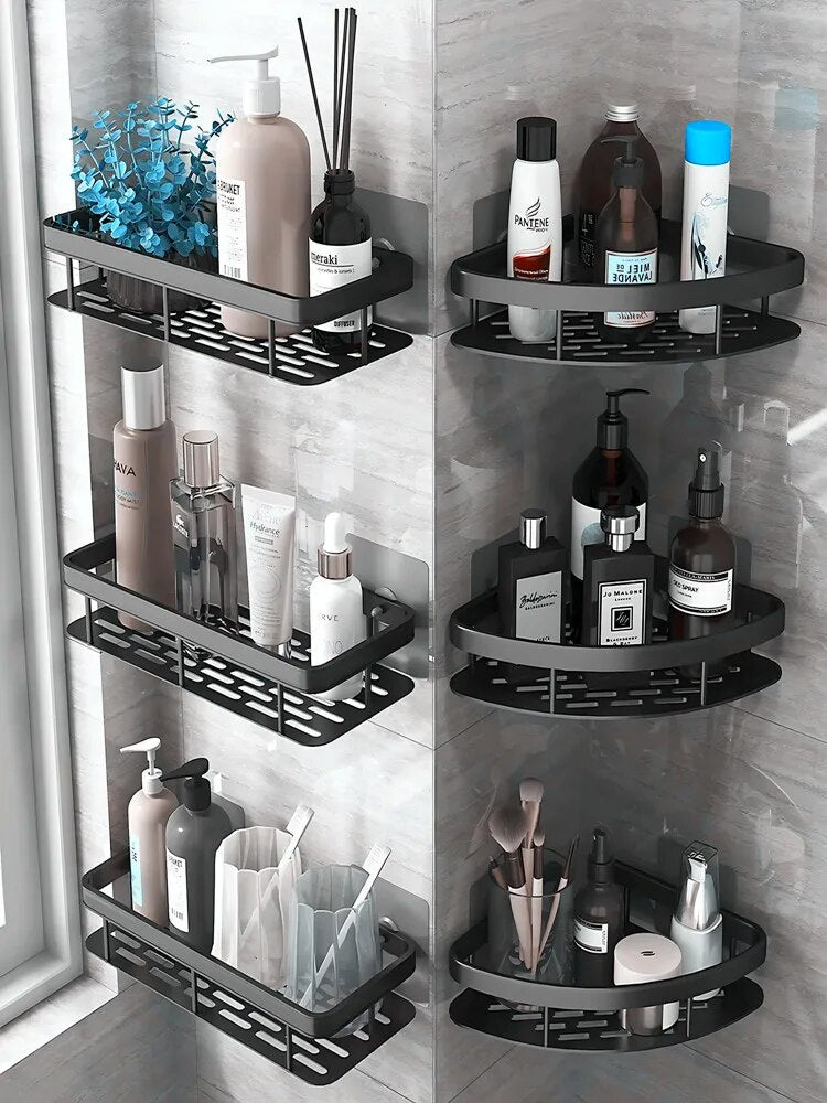 Bathroom Storage Organizer  Wall Mounted Shower Shelf For Shampoo Soap  Makeup  No Tools Needed Spa 3