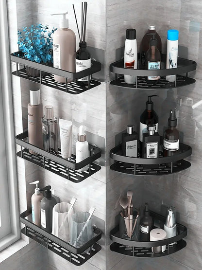 Bathroom Storage Organizer  Wall Mounted Shower Shelf For Shampoo Soap  Makeup  No Tools Needed Spa 3