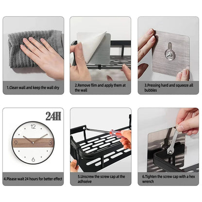Bathroom Storage Organizer  Wall Mounted Shower Shelf For Shampoo Soap  Makeup  No Tools Needed Spa 5