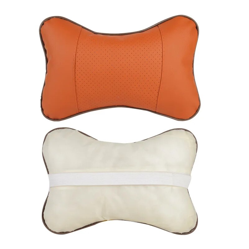 Car Neck Pillows Both Side PU Leather Pack Headrest For Head Pain Relief  Comfort 4