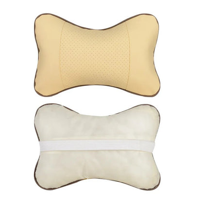Car Neck Pillows Both Side PU Leather Pack Headrest For Head Pain Relief  Comfort 5