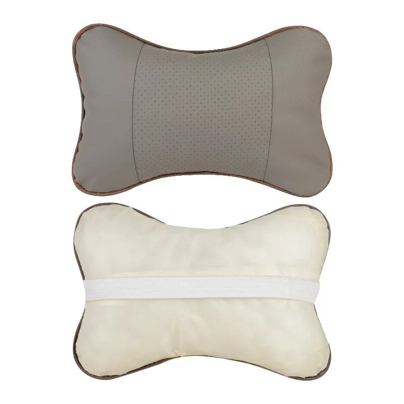 Car Neck Pillows Both Side PU Leather Pack Headrest For Head Pain Relief  Comfort 6