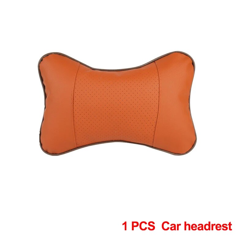 Car Neck Pillows Both Side PU Leather Pack Headrest For Head Pain Relief  Comfort 11