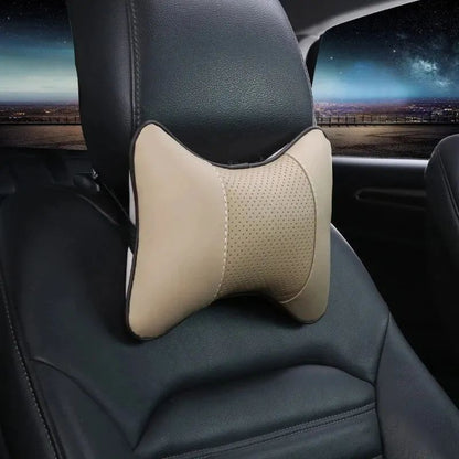 Car Neck Pillows Both Side PU Leather, Pack Headrest for Head Pain Relief & Comfort