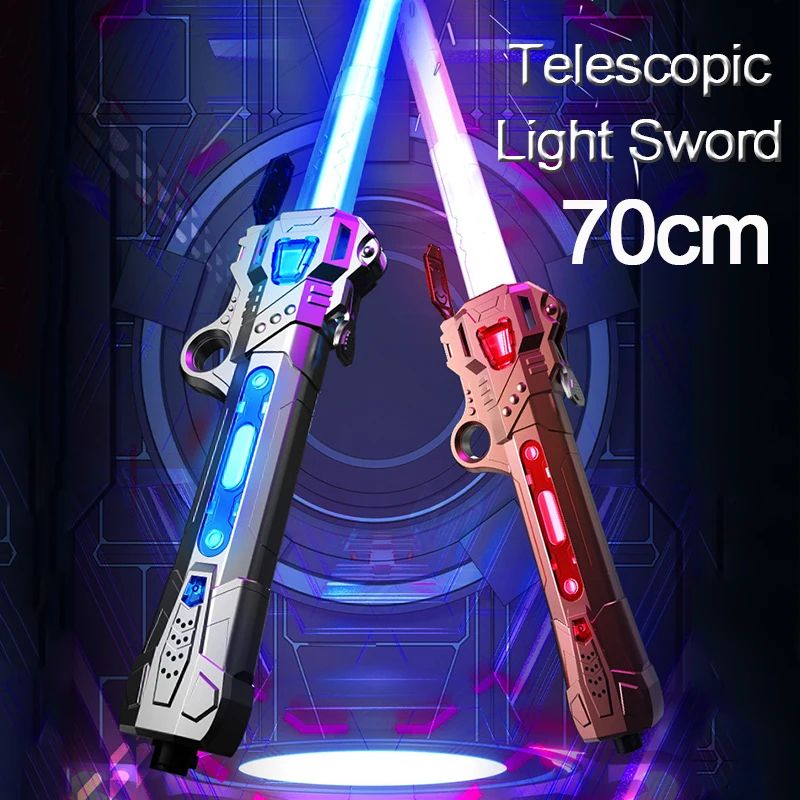 Telescopic Music Laser Sword Colorful Glowing Light Sword Toy With Rotating Decompression For Kids  1