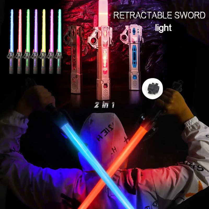 Telescopic Music Laser Sword Colorful Glowing Light Sword Toy With Rotating Decompression For Kids  4