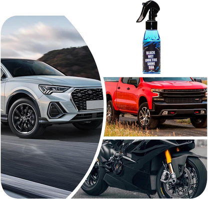 Black Wet Look Tire Shine Dressing Spray Glossy Wet Tire Look With UV Protection For Vinyl  Plastic 3