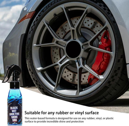 Black Wet Look Tire Shine Dressing Spray Glossy Wet Tire Look With UV Protection For Vinyl  Plastic 4