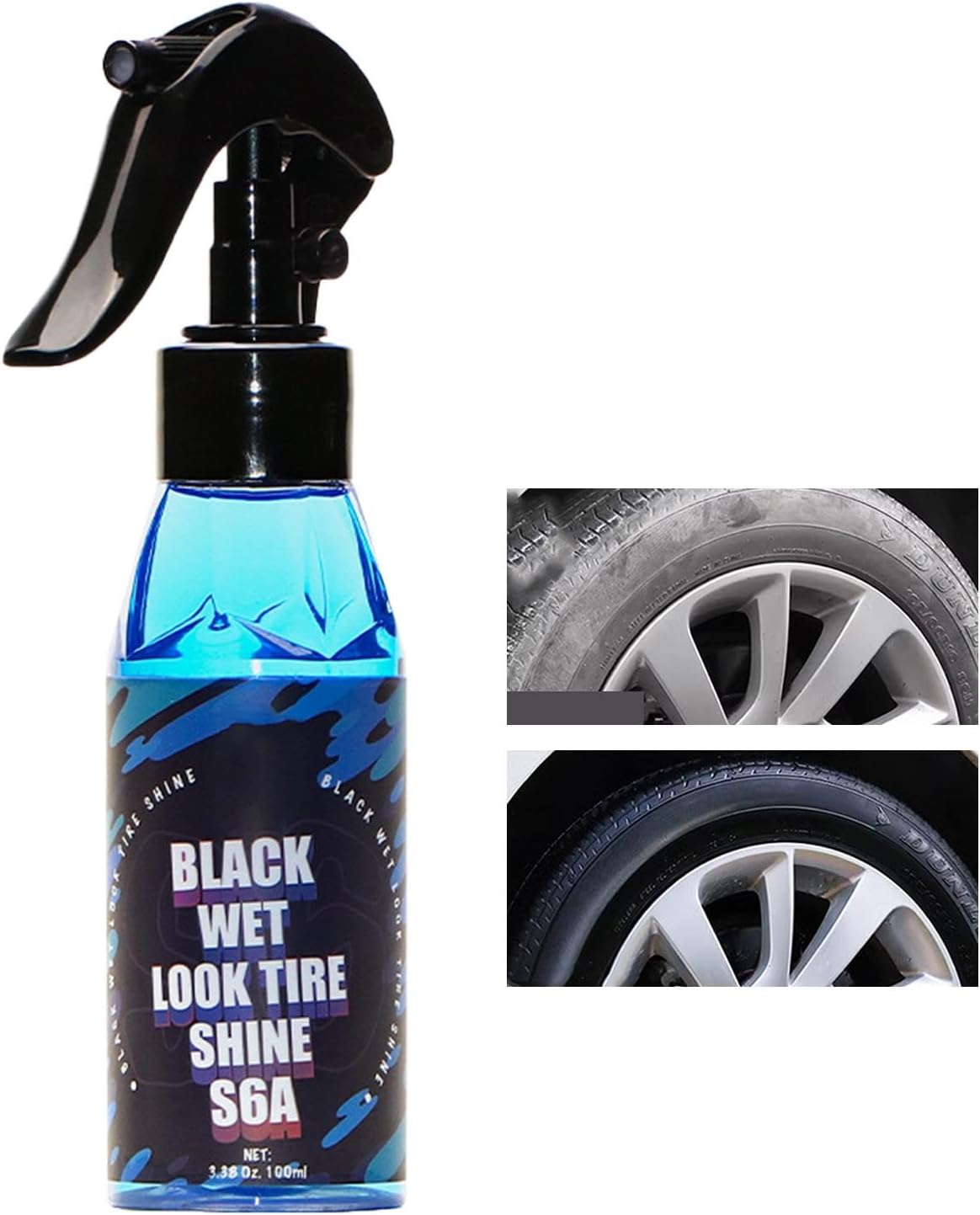 Black Wet Look Tire Shine Dressing Spray Glossy Wet Tire Look With UV Protection For Vinyl  Plastic 5