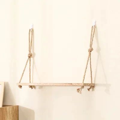 Wooden Floating Shelves For Wall Hanging Rope Storage For Plants  Home Decor 4