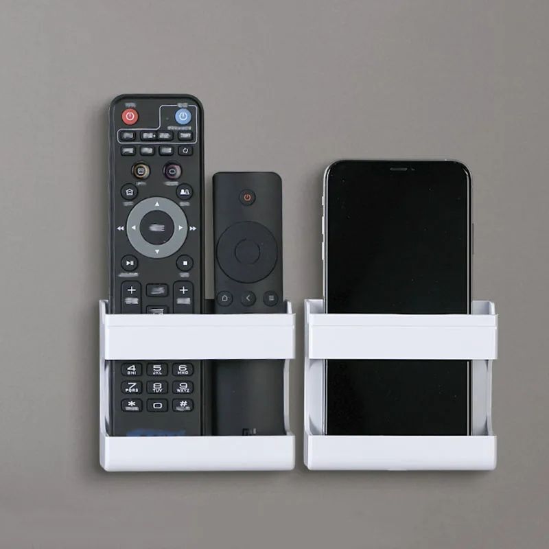 Multi-functional Wall-mounted Organizer for Remote Controls & Mobile Phones, Adhesive Punch-Free Storage Box for TV, AC