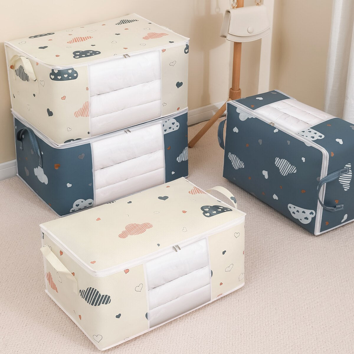 Large Capacity Storage Bag for Clothes & Blankets – Reinforced Handle & Sturdy Zipper