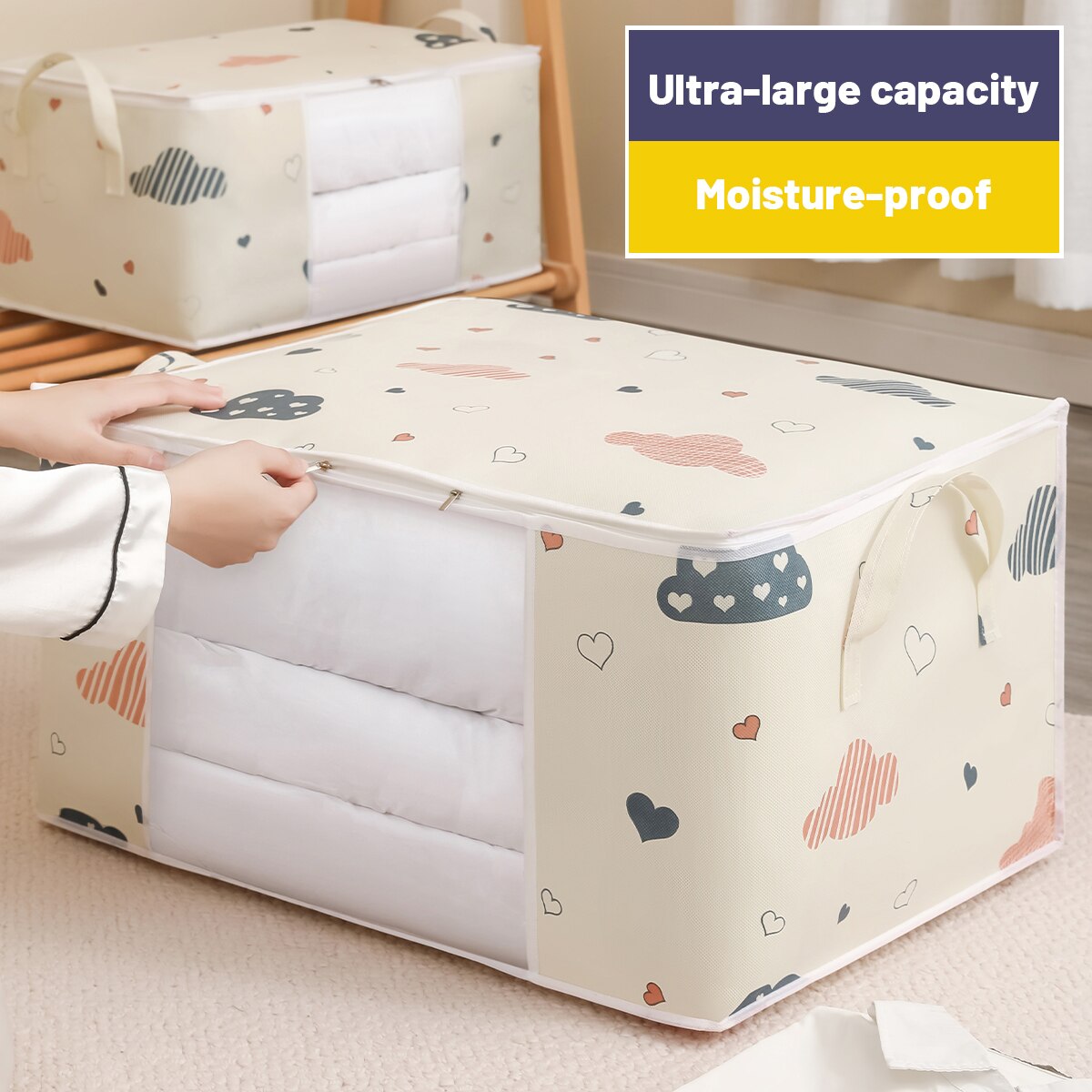 Large Capacity Storage Bag For Clothes  Blankets  Reinforced Handle  Sturdy Zipper 1