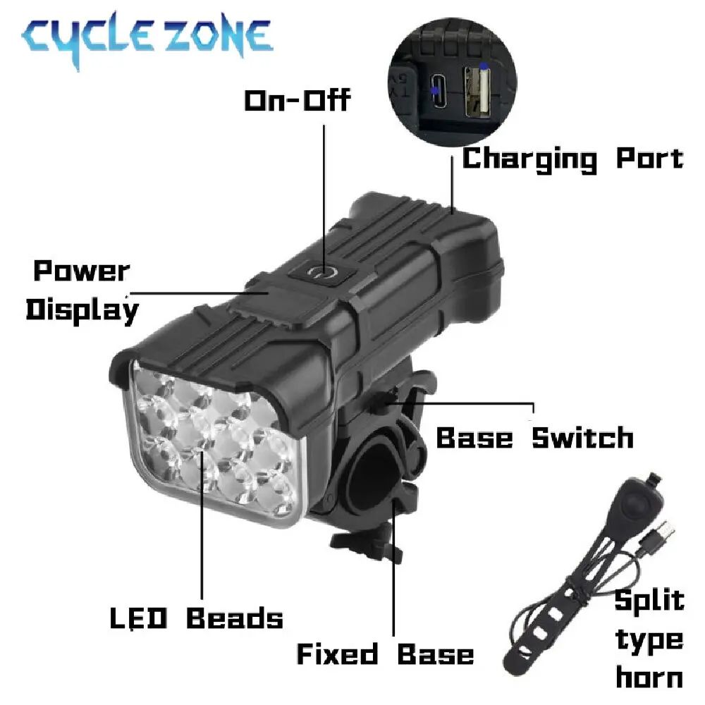 Bike Light Rechargeable Bicycle Front Light 8 LED MTB Headlamp With 6 Modes USB TypeC Powered Safet 3