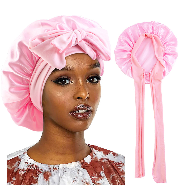 New Satin Sleeping Cap for Women, Solid Wide Band Stretch Bonnet for Hair Care & Night Protection