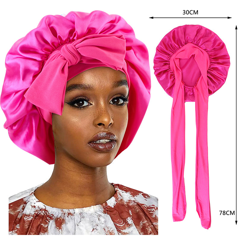 New Satin Sleeping Cap For Women Solid Wide Band Stretch Bonnet For Hair Care  Night Protection 6