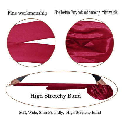 New Satin Sleeping Cap For Women Solid Wide Band Stretch Bonnet For Hair Care  Night Protection 4