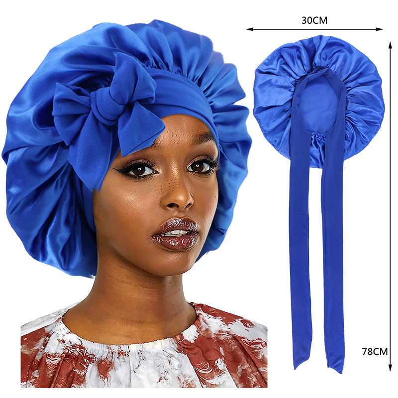 New Satin Sleeping Cap For Women Solid Wide Band Stretch Bonnet For Hair Care  Night Protection 9