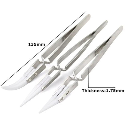 Premium Ceramic Straight Tip Electronic Soldering Tweezers AntiStatic Reverse AcidResistant Precisi 4