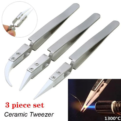 Premium Ceramic Straight Tip Electronic Soldering Tweezers AntiStatic Reverse AcidResistant Precisi 3