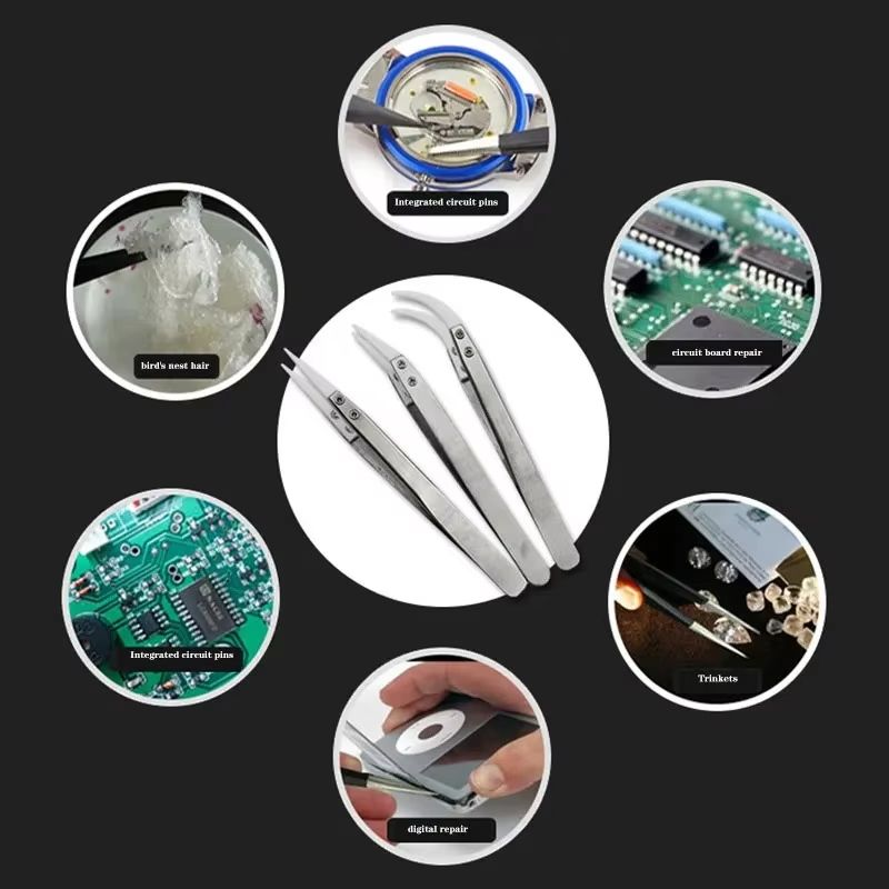 Premium Ceramic Straight Tip Electronic Soldering Tweezers, Anti-Static, Reverse Acid-Resistant, Precision Grip