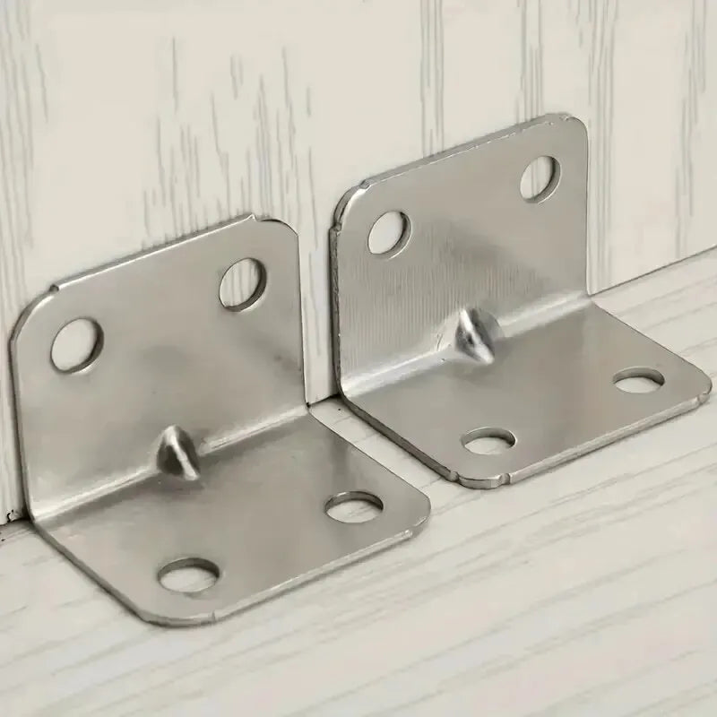 Stainless Steel 90 Degree Angle Iron Plate Bracket Heavy Duty Corner Connector for Tables, Chairs & Cabinets