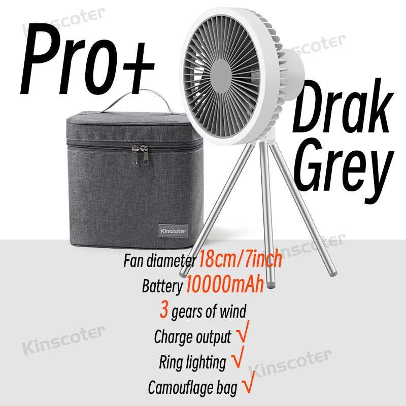 Rechargeable Camping Fan With Power Bank  LED Light Portable Desktop  Ceiling Fan 10000mAh Battery