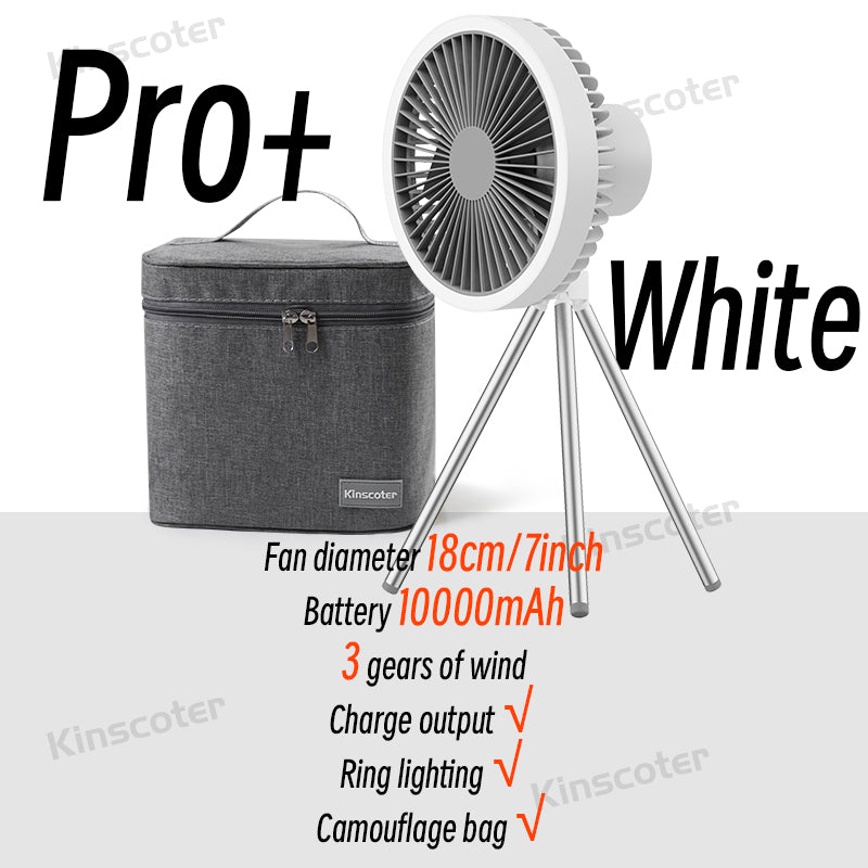 Rechargeable Camping Fan With Power Bank  LED Light Portable Desktop  Ceiling Fan 10000mAh Battery