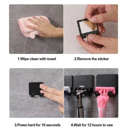 MultiFunction Men Shaving Shaver Storage Rack Stainless Steel Hook Wall Shelf Razor Holder For Bath 4