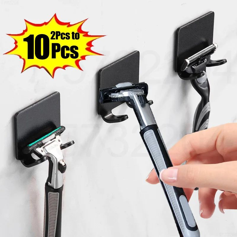 Multi-Function Men Shaving Shaver Storage Rack, Stainless Steel Hook Wall Shelf Razor Holder for Bathroom & Kitchen