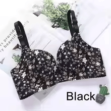 Women Flower Print Seamless Bra Sexy Floral Push Up Lingerie WireFree OnePiece Underwear 1