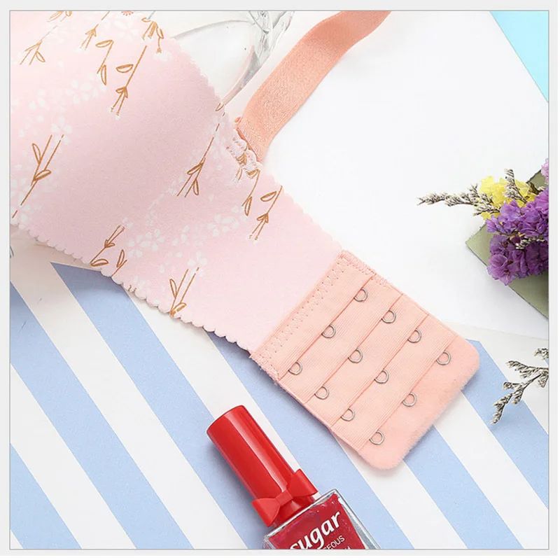 Women Flower Print Seamless Bra Sexy Floral Push Up Lingerie WireFree OnePiece Underwear 4