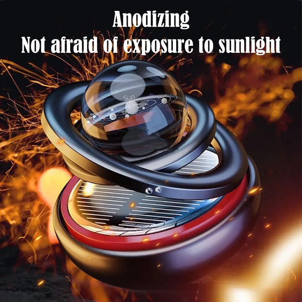 Solar Car Aromatherapy Ornament With Double Suspended Crystal Ball Rotating Car Perfume Diffuser 1