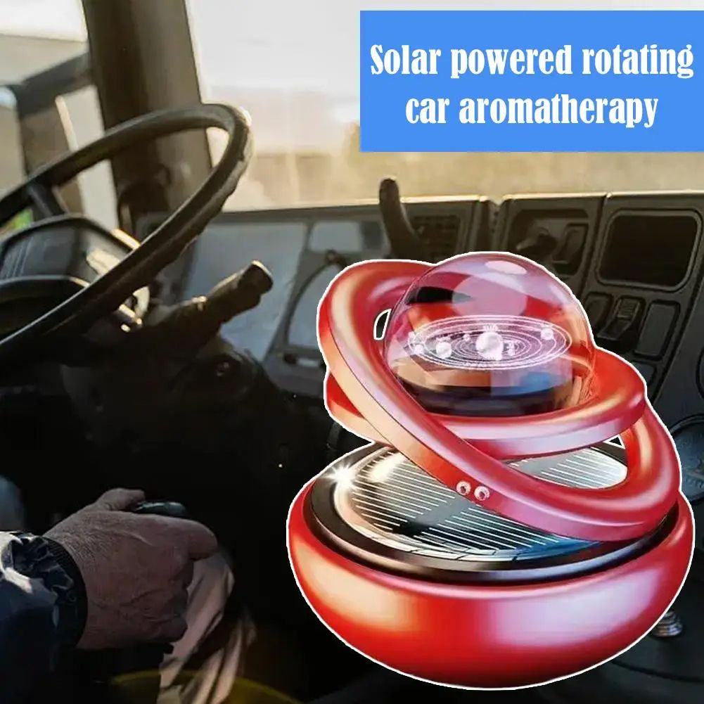 Solar Car Aromatherapy Ornament With Double Suspended Crystal Ball Rotating Car Perfume Diffuser 2