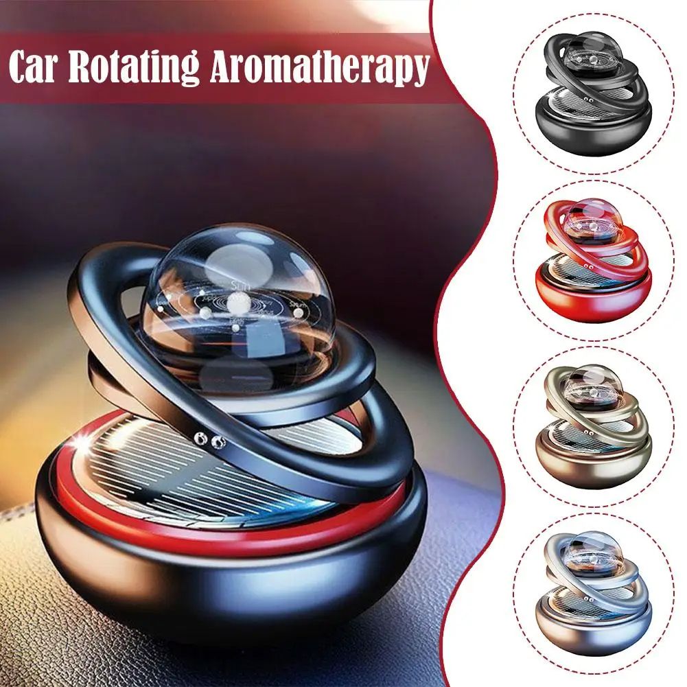Solar Car Aromatherapy Ornament With Double Suspended Crystal Ball Rotating Car Perfume Diffuser 3