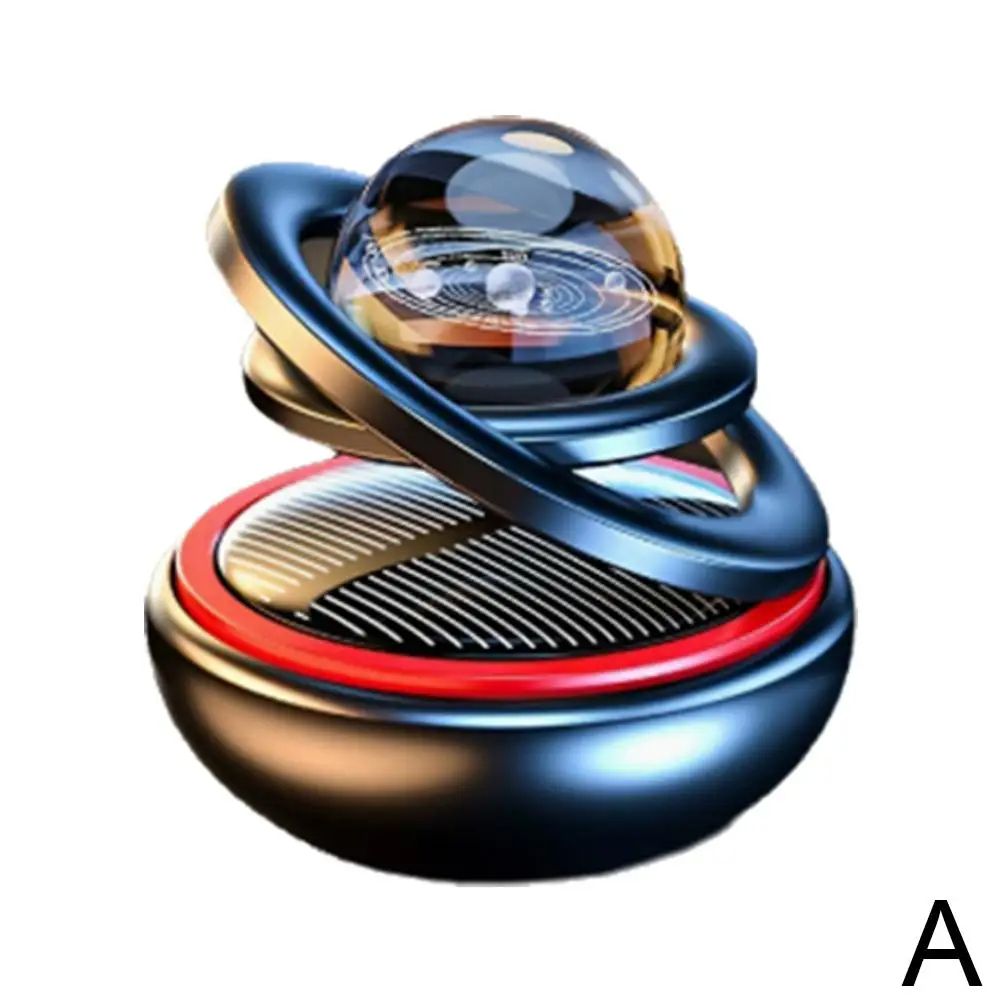 Solar Car Aromatherapy Ornament With Double Suspended Crystal Ball Rotating Car Perfume Diffuser 4